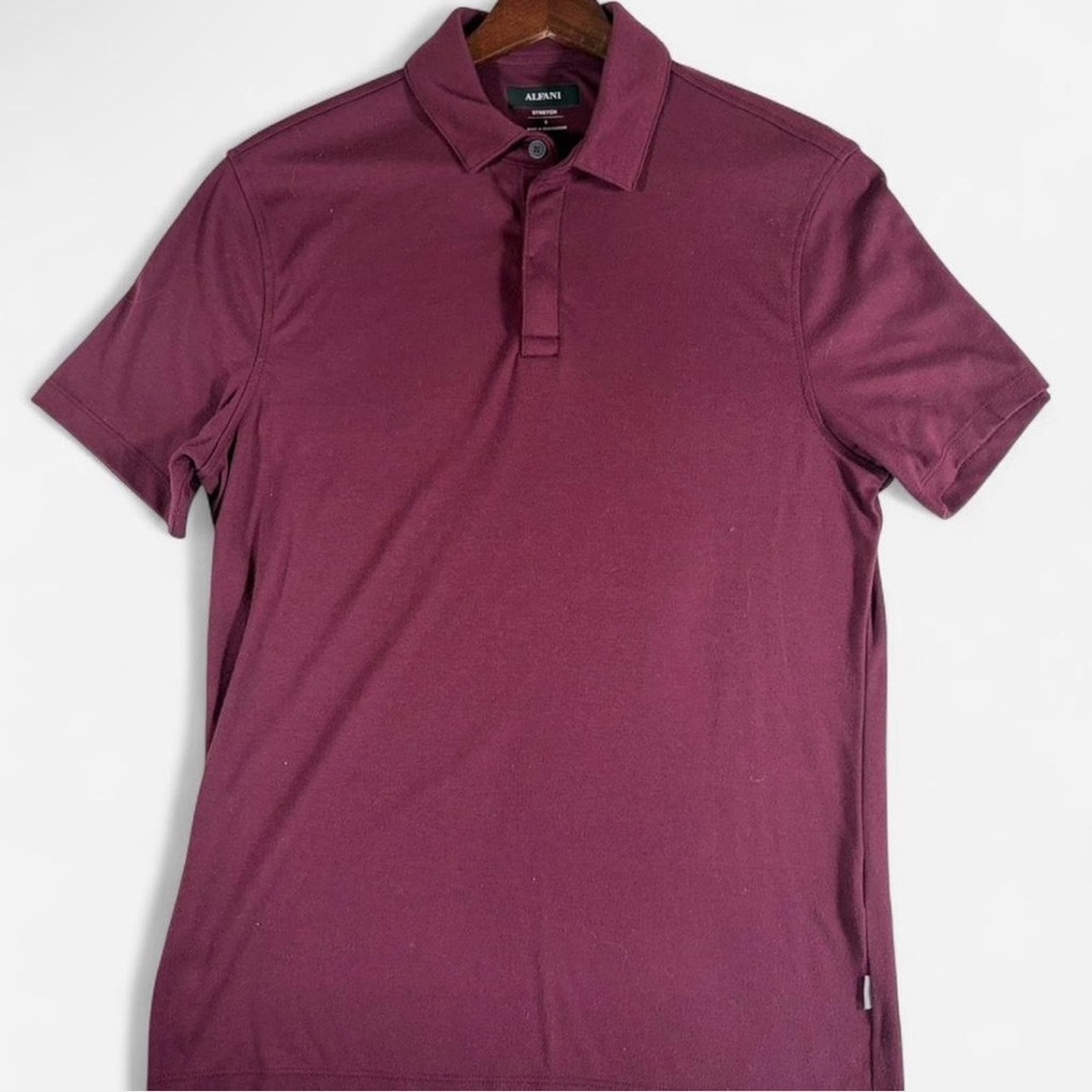 Alfani Stretch Polo Shirt Burgundy Size Small